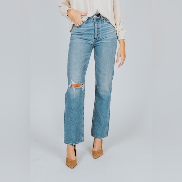 Rag & Bone Alex High Rise Straight Leg Jeans Light Wash Distressed 90s Denim 27 - Picture 2 of 12
